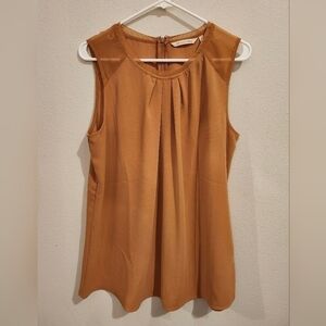 SOFT SURROUNDINGS Deep Tan Sheer Shoulders Tank Brand New! Size Medium